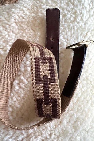 Vintage Coach Preppy Wool and Leather Belt with Brass Hardware Selected by KA.TL.AK