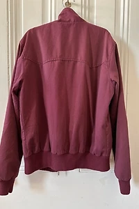 Burgundy Cotton Bomber Style Jacket with Plaid Lining Selected by KA.TL.AK