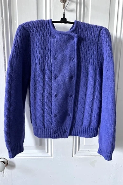 Vintage Cable Knit Violet Wool Double Breasted Sweater Selected by KA.TL.AK