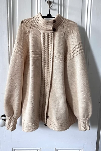 Vintage Wool Cream-Colored Zip Front Cardigan Sweater Selected by KA.TL.AK
