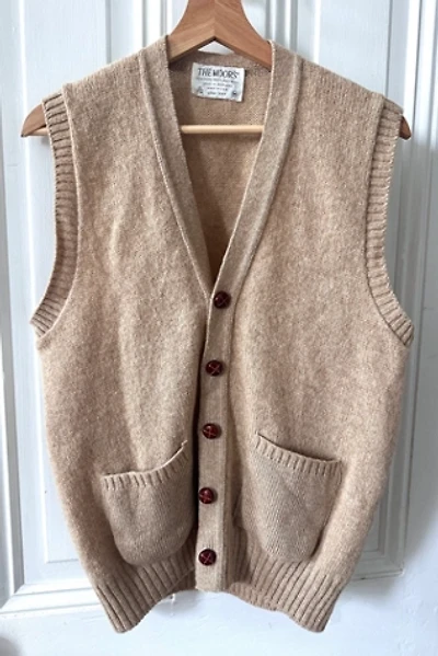 Vintage Beige Wool Cardigan Vest Selected by KA.TL.AK
