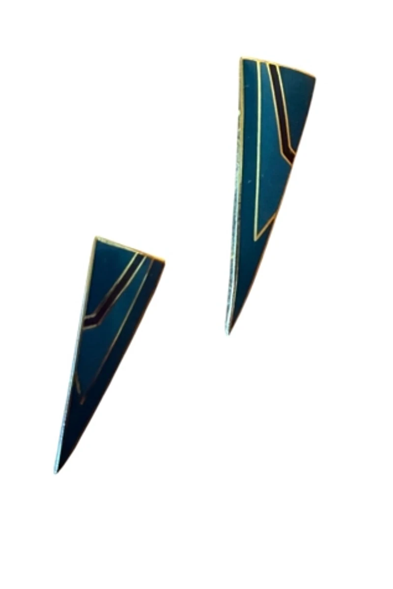 1980s Laurel Burch Curved Dagger Enamel Earrings Selected by Personal Choice
