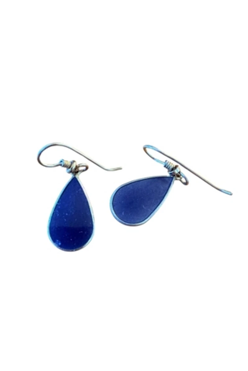 1980s Laurel Burch Teardrop Enamel Earrings Selected by Personal Choice