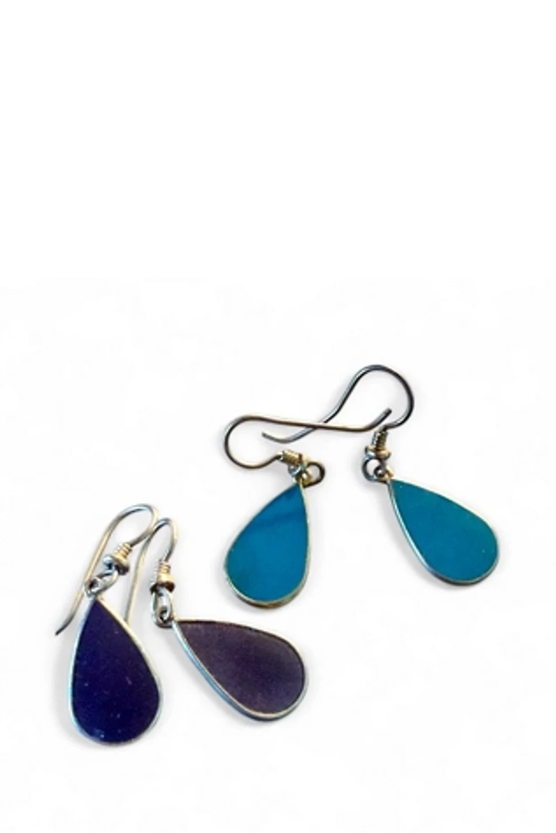 1980s Laurel Burch Teardrop Enamel Earrings Selected by Personal Choice
