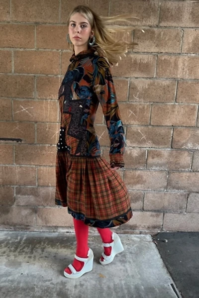 Vintage 1990s Koos van den Akker Dropped Waist Patchwork Dress Selected by Personal Choice