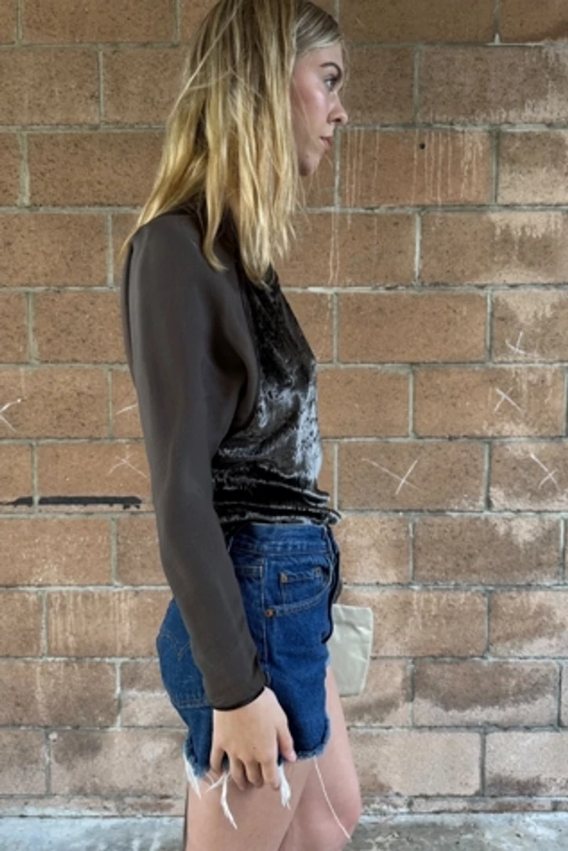 1990s Geoffrey Beene Silk Chiffon Panne Velvet Top Selected by Personal Choice