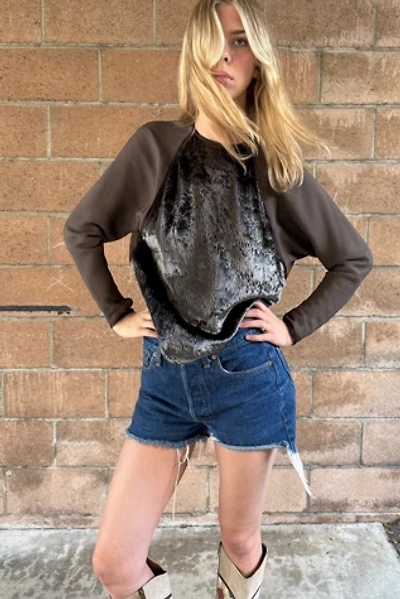 1990s Geoffrey Beene Silk Chiffon Panne Velvet Top Selected by Personal Choice