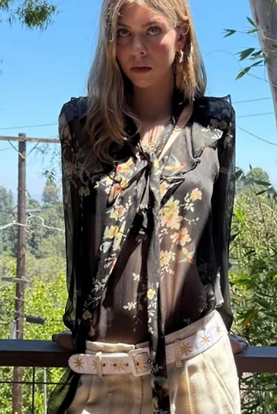Silk Sheer Floral Zimmerman Ruffled Blouse Selected by Personal Choice