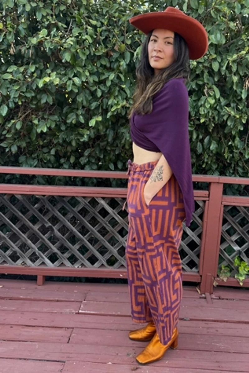 Textured Wide Leg Geometric Print Pants Selected by Personal Choice