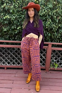 Textured Wide Leg Geometric Print Pants Selected by Personal Choice