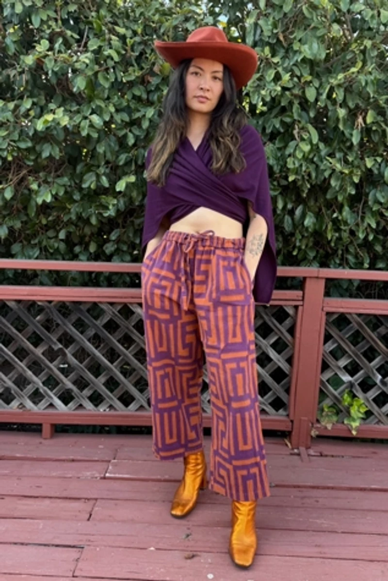 Textured Wide Leg Geometric Print Pants Selected by Personal Choice