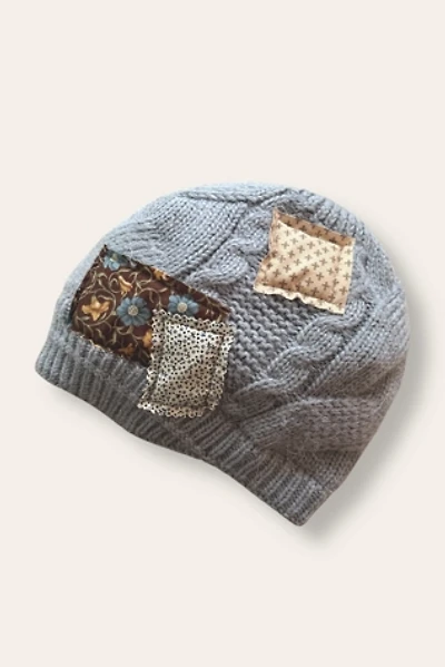 Vintage Reconstructed Patchwork Angora Cable Knit Beanie Selected By Afterlife Boutique