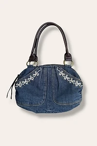 Y2K Embroidered Studded Denim Bag Selected By Afterlife Boutique