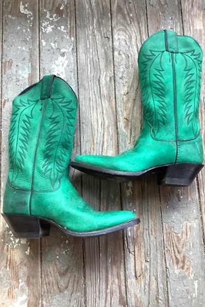 Vintage 1980s Green Justin Cowgirl Boots Selected by Cherry