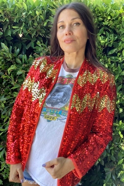 Vintage 1980s Red and Gold Sequins Blazer Selected by Cherry