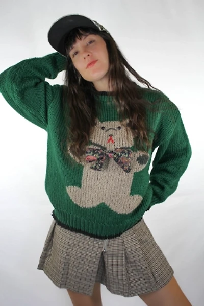 Vintage Paisley Bow Tie Teddy Bear Chunky Knit Sweater Selected By Moons + Junes Vintage
