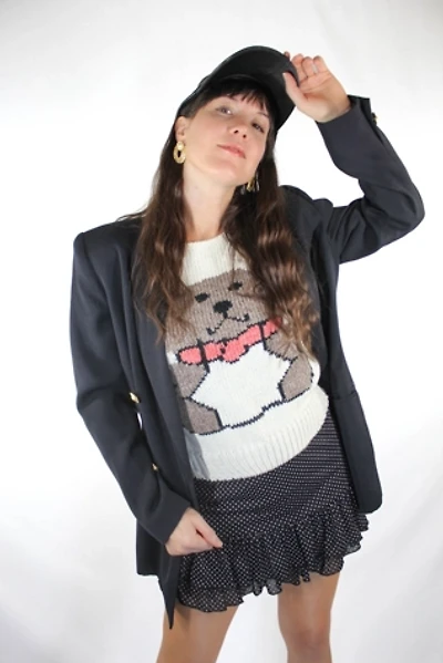 Vintage Teddy Bear Cheeky Knit Sweater Tank Selected By Moons + Junes Vintage