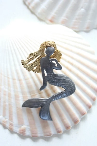 Vintage Mermaid Gold + Silver Brooch Pin Selected By Moons + Junes Vintage