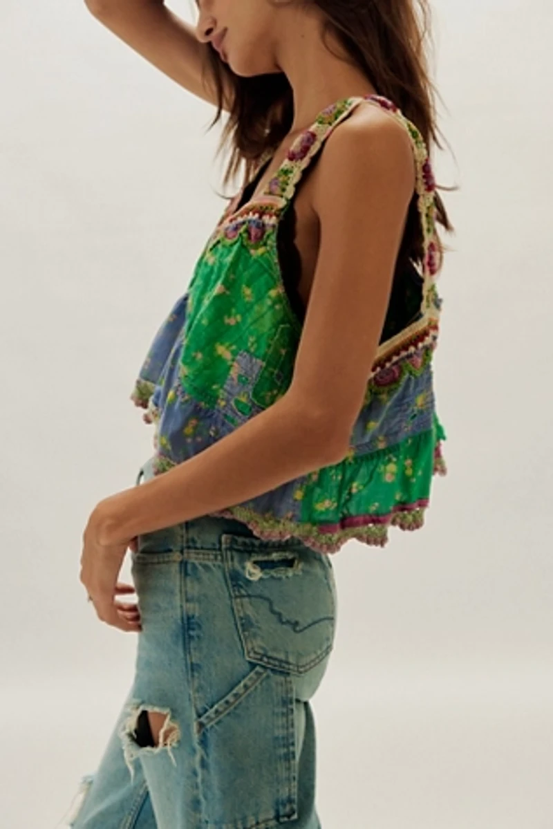 Magnolia Pearl Olive Crochet Ruffle Cami