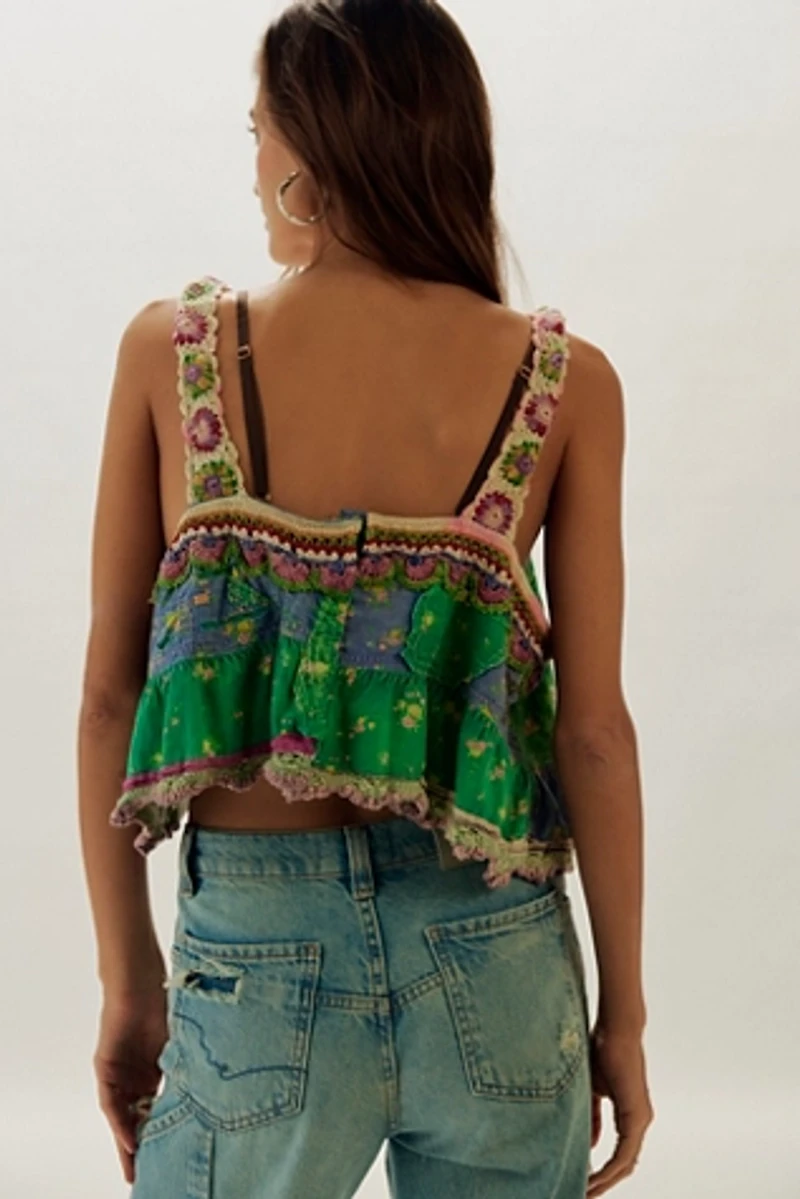 Magnolia Pearl Olive Crochet Ruffle Cami
