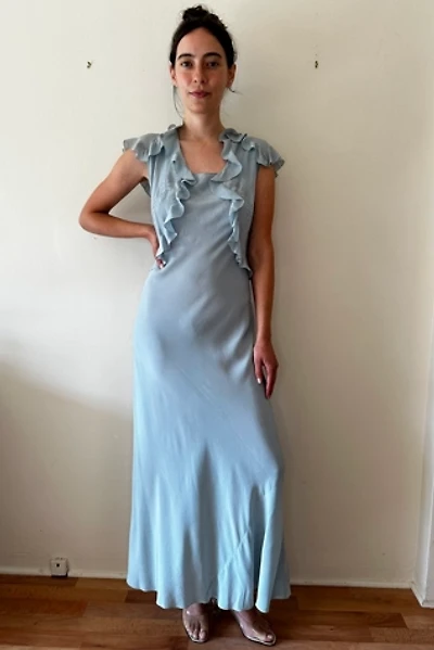 Vintage 1930’s Light Blue Bias Embroidered Gown Selected by Picky Jane