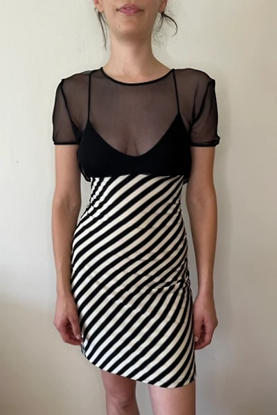 Stretchy Fishnet Fitted Stripe Dress with Bralette Underlay Selected by Picky Jane
