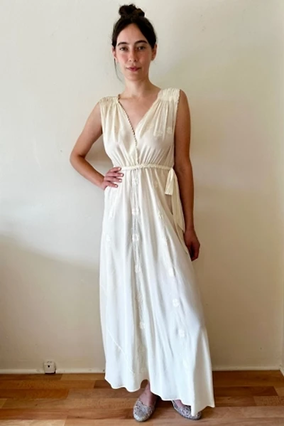 Vintage Cream 1930s Silk Embroidered Handmade Dress Selected by Picky Jane