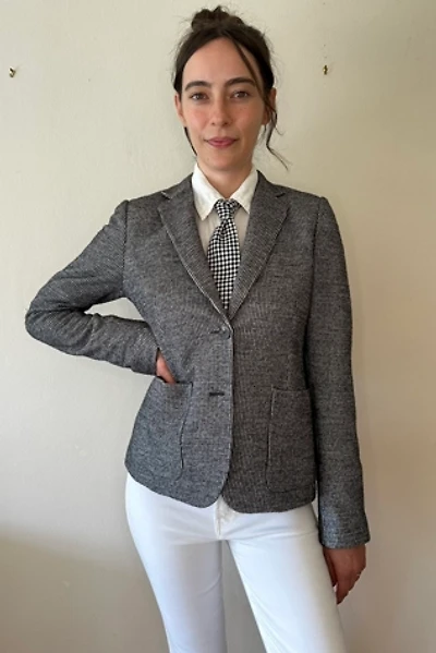 Wooly Piazza Sempione Fitted Houndstooth Blazer Selected by Picky Jane