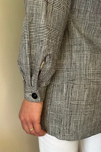 Long Houndstooth Plaid Lightweight Blazer Selected by Picky Jane