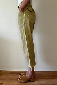 Mustard Herringbone Cotton Easy Crop Pants Selected by Picky Jane