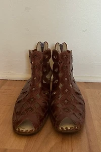 Cut-out Brown Ankle Booty Sandals Selected by Picky Jane