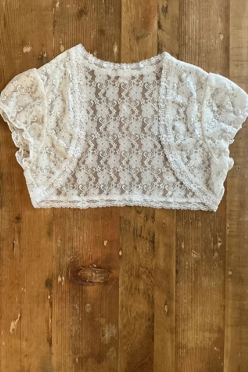 White Lace Sheer Crop Bolero Selected by Picky Jane