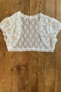 White Lace Sheer Crop Bolero Selected by Picky Jane