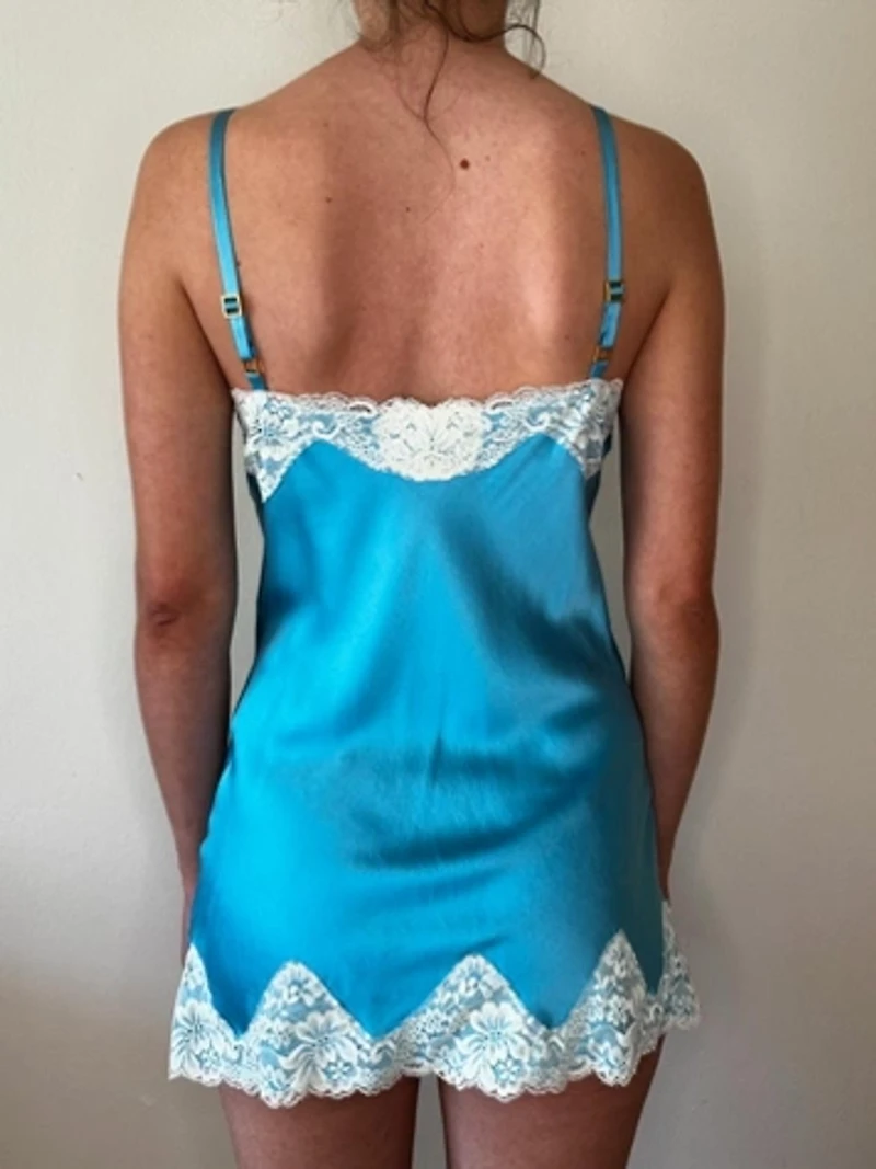 Blue Silk and Lace Slip Mini Dress Selected by Picky Jane