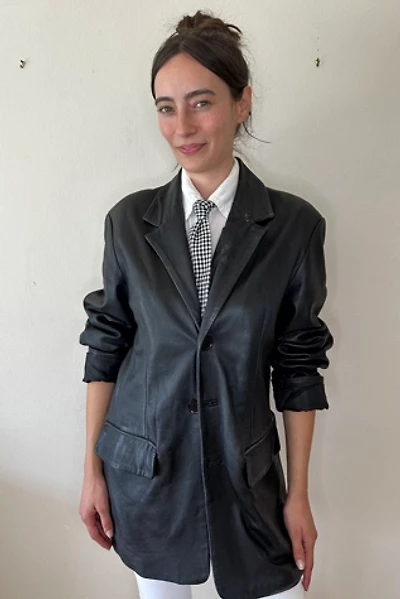 Black Distressed Leather Vintage Blazer Selected by Picky Jane