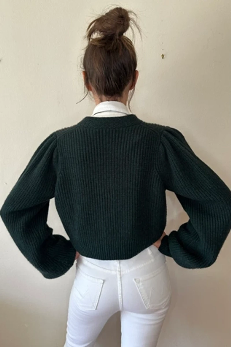 Hunter Green Ultra Soft Plush Crop Cardigan Sweater Selected by Picky Jane
