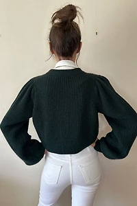 Hunter Green Ultra Soft Plush Crop Cardigan Sweater Selected by Picky Jane