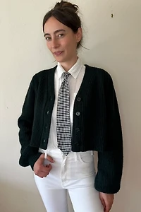 Hunter Green Ultra Soft Plush Crop Cardigan Sweater Selected by Picky Jane