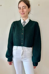 Hunter Green Ultra Soft Plush Crop Cardigan Sweater Selected by Picky Jane