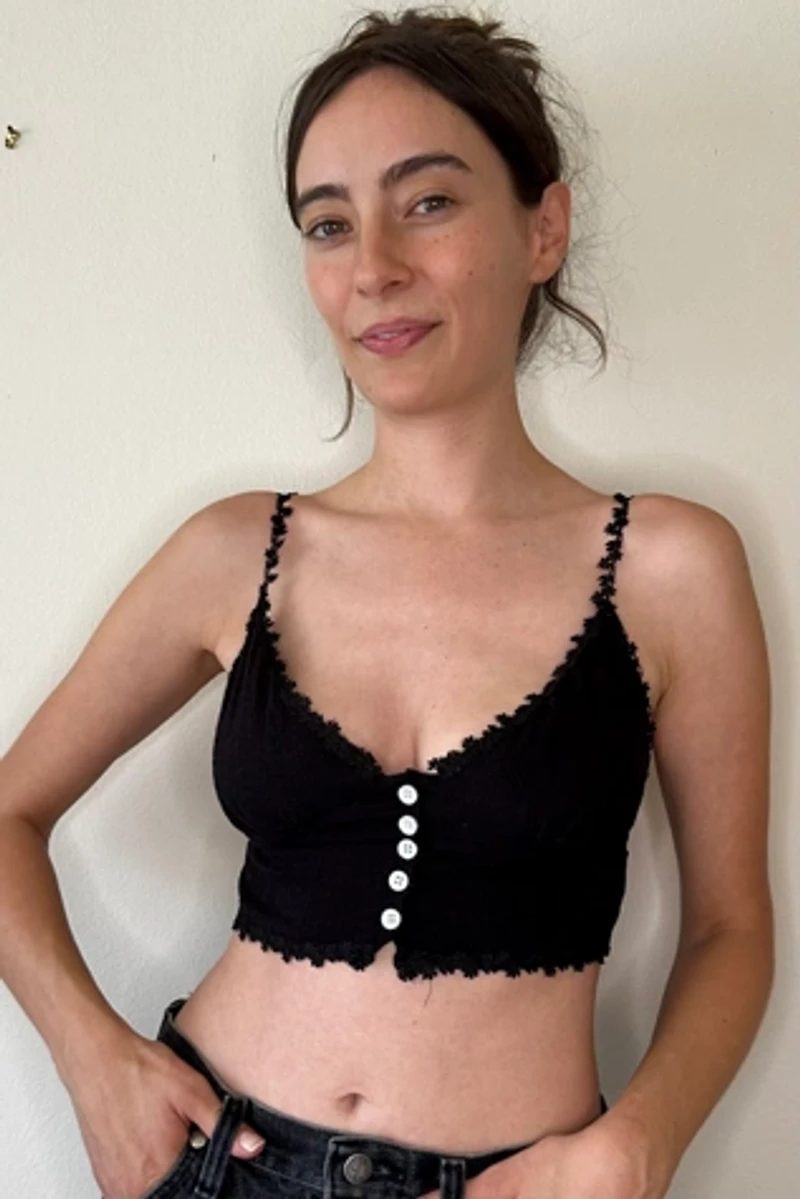 Black Crop Woven Cotton Top Selected by Picky Jane