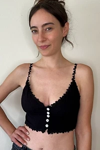 Black Crop Woven Cotton Top Selected by Picky Jane