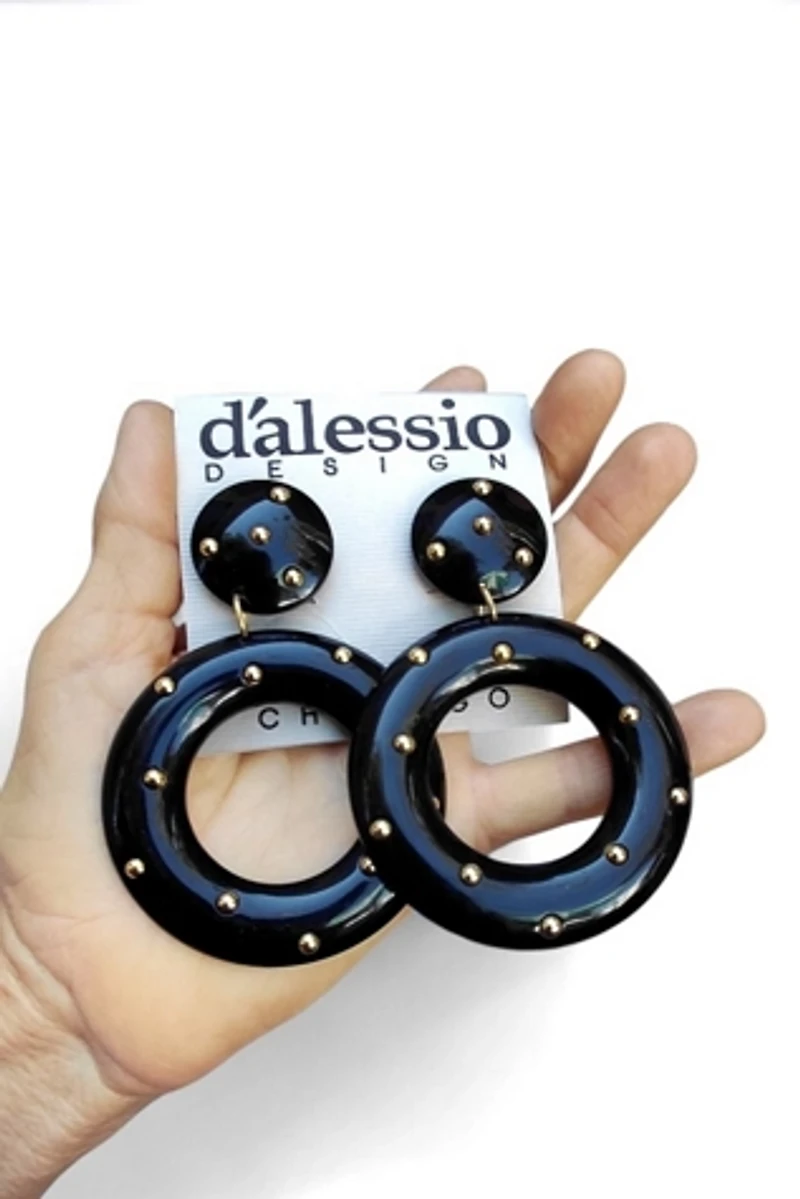 1980's Studded Hoop Statement Earrings Selected by Garbage Soup