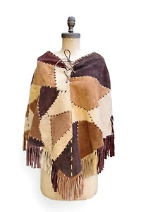 1970's Distressed Patchwork Suede Poncho Selected by Garbage Soup