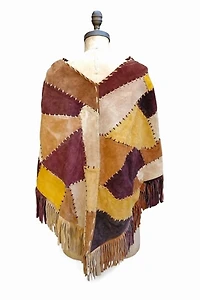 1970's Distressed Patchwork Suede Poncho Selected by Garbage Soup