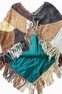 1970's Distressed Patchwork Suede Poncho Selected by Garbage Soup