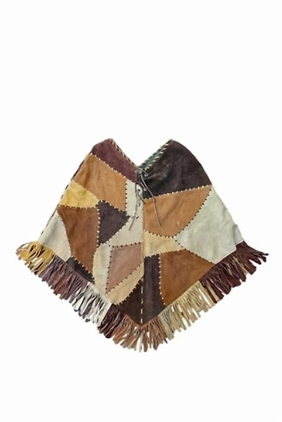 1970's Distressed Patchwork Suede Poncho Selected by Garbage Soup