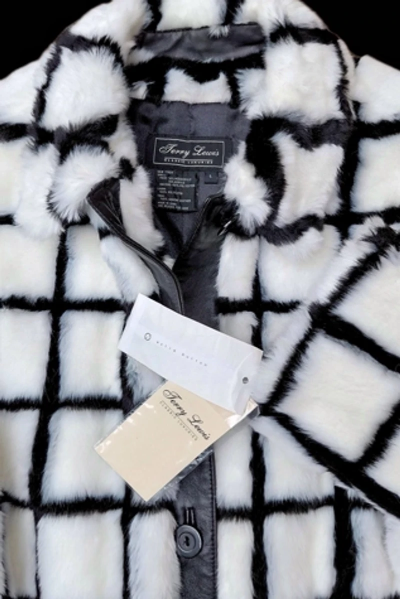 1990's Faux Fur Windowpane Coat Selected by Garbage Soup
