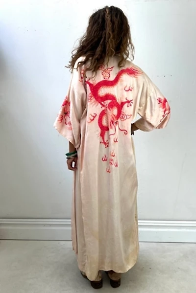 Vintage Silky Water Color Dragon Kimono Selected by Anna Corinna