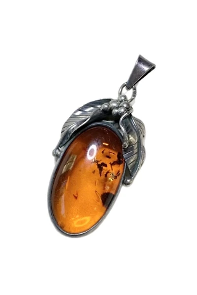 Vintage Sterling + Baltic Amber Pendant Selected by Lux Revival
