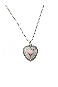 Antique French Sterling + Enamel Heart Necklace Selected by Lux Revival